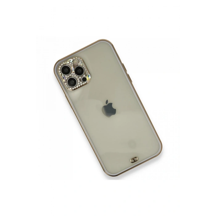 Mey İthalat®   iPhone 12 Pro Kılıf Liva Taşlı Silikon - Mor