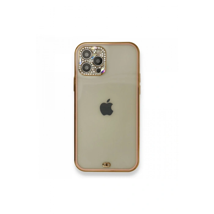 Mey İthalat®   iPhone 12 Pro Kılıf Liva Taşlı Silikon - Pembe