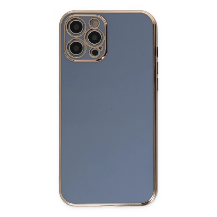 Mey İthalat®   iPhone 12 Pro Kılıf Volet Silikon - Mavi
