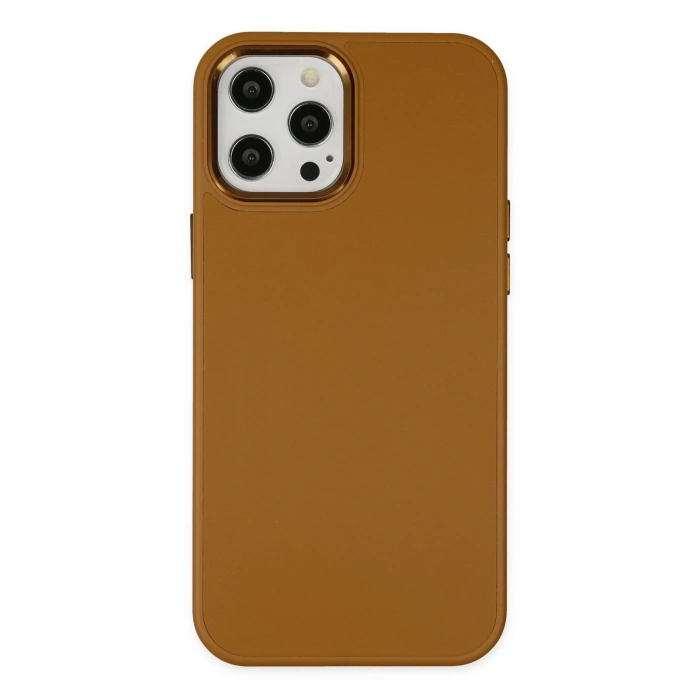 Mey İthalat®   iPhone 12 Pro Max Kılıf Asya Deri Silikon - Kahverengi