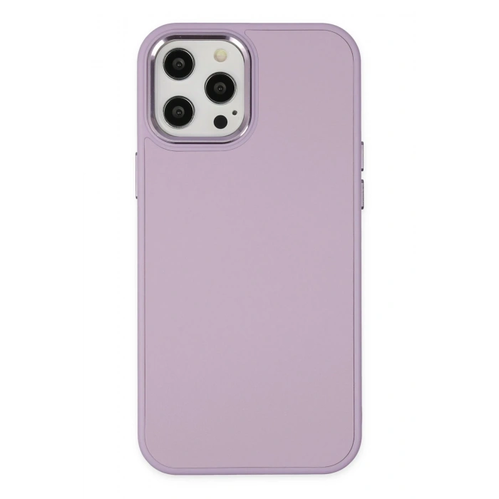 Mey İthalat®   iPhone 12 Pro Max Kılıf Asya Deri Silikon - Lila