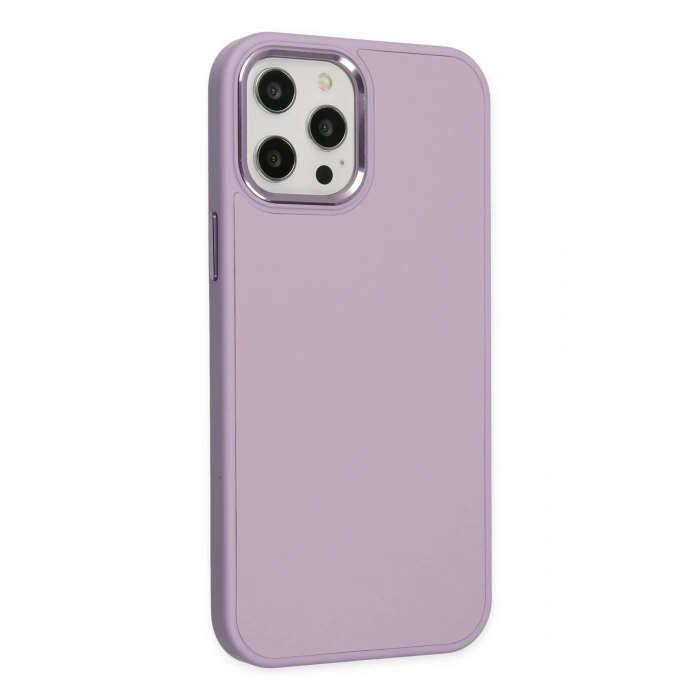 Mey İthalat®   iPhone 12 Pro Max Kılıf Asya Deri Silikon - Lila