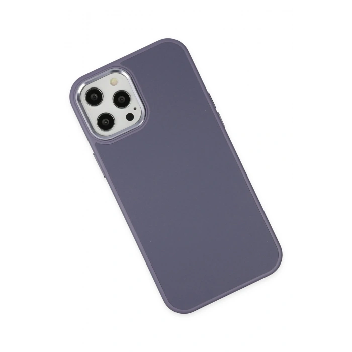 Mey İthalat®   iPhone 12 Pro Max Kılıf Asya Deri Silikon - Mor