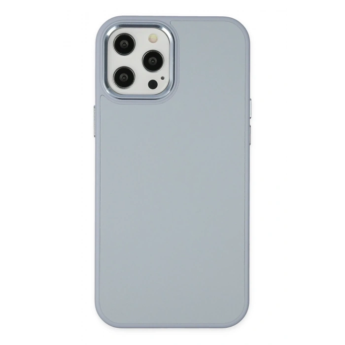 Mey İthalat®   iPhone 12 Pro Max Kılıf Asya Deri Silikon - Sierra Blue