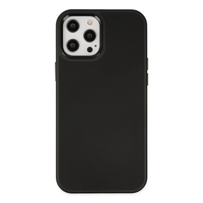 Mey İthalat®   iPhone 12 Pro Max Kılıf Asya Deri Silikon - Siyah