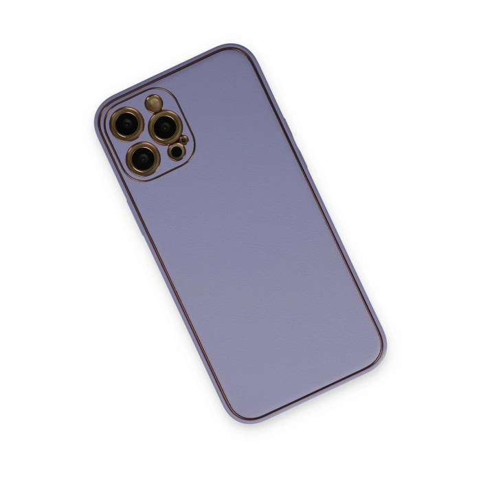 Mey İthalat®   iPhone 12 Pro Max Kılıf Coco Deri Silikon Kapak - Açık Lila