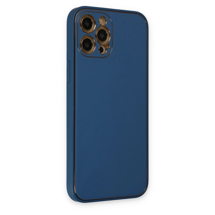 Mey İthalat®   iPhone 12 Pro Max Kılıf Coco Deri Silikon Kapak - Açık Mavi