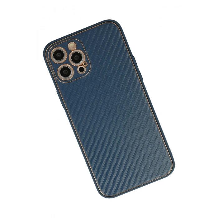 Mey İthalat®   iPhone 12 Pro Max Kılıf Coco Karbon Silikon - Mavi