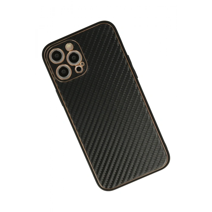 Mey İthalat®   iPhone 12 Pro Max Kılıf Coco Karbon Silikon - Siyah