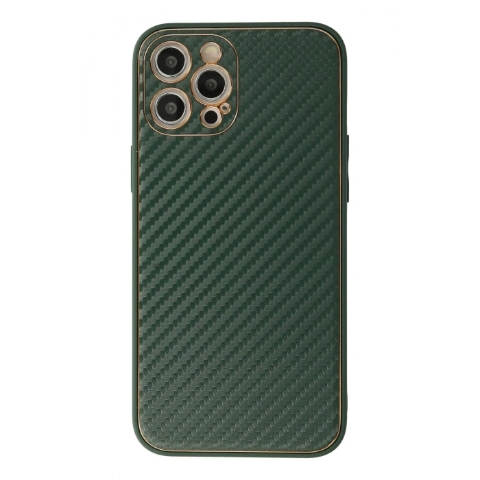 Mey İthalat®   iPhone 12 Pro Max Kılıf Coco Karbon Silikon - Yeşil