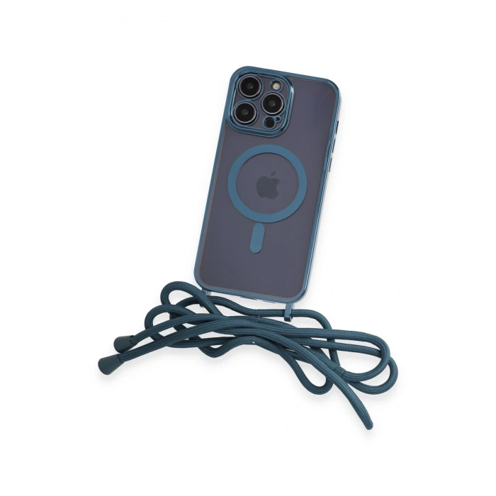 Mey İthalat®   iPhone 12 Pro Max Kılıf Divo Lazer Askılı Magsafe Kapak - Sierra Blue
