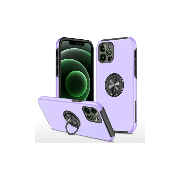 Mey İthalat®   iPhone 12 Pro Max Kılıf Elit Yüzüklü Kapak - Mor