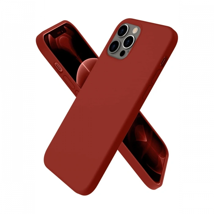 Mey İthalat®   iPhone 12 Pro Max Kılıf First Silikon - Bordo