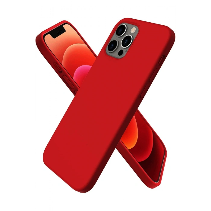 Mey İthalat®   iPhone 12 Pro Max Kılıf First Silikon - Koyu Kırmızı