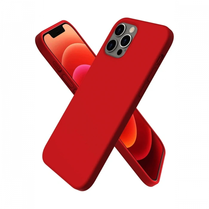Mey İthalat®   iPhone 12 Pro Max Kılıf First Silikon - Koyu Kırmızı