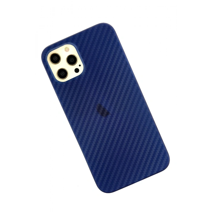 Mey İthalat®   iPhone 12 Pro Max Kılıf Karbon PP Silikon - Mavi