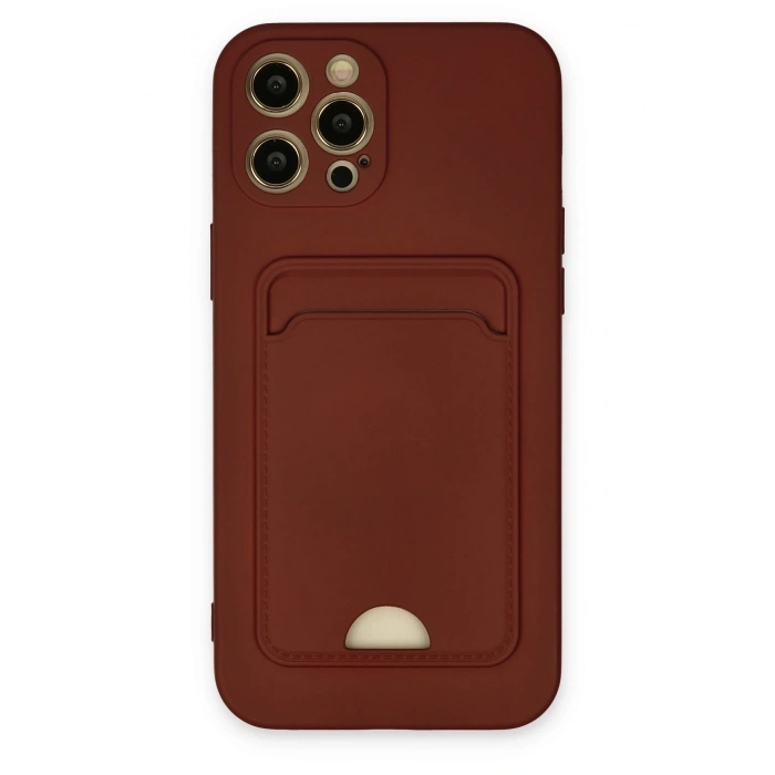 Mey İthalat®   iPhone 12 Pro Max Kılıf Kelvin Kartvizitli Silikon - Bordo