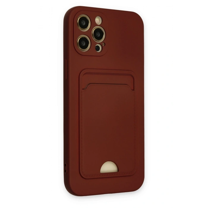 Mey İthalat®   iPhone 12 Pro Max Kılıf Kelvin Kartvizitli Silikon - Bordo
