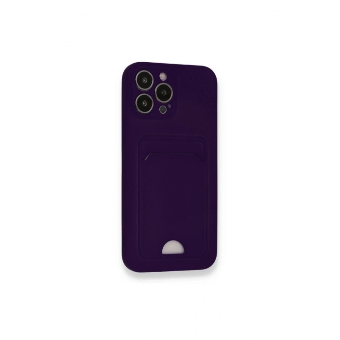 Mey İthalat®   iPhone 12 Pro Max Kılıf Kelvin Kartvizitli Silikon - Derin Mor