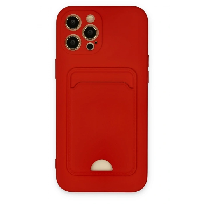 Mey İthalat®   iPhone 12 Pro Max Kılıf Kelvin Kartvizitli Silikon - Kırmızı