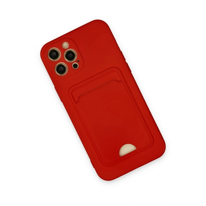 Mey İthalat®   iPhone 12 Pro Max Kılıf Kelvin Kartvizitli Silikon - Kırmızı