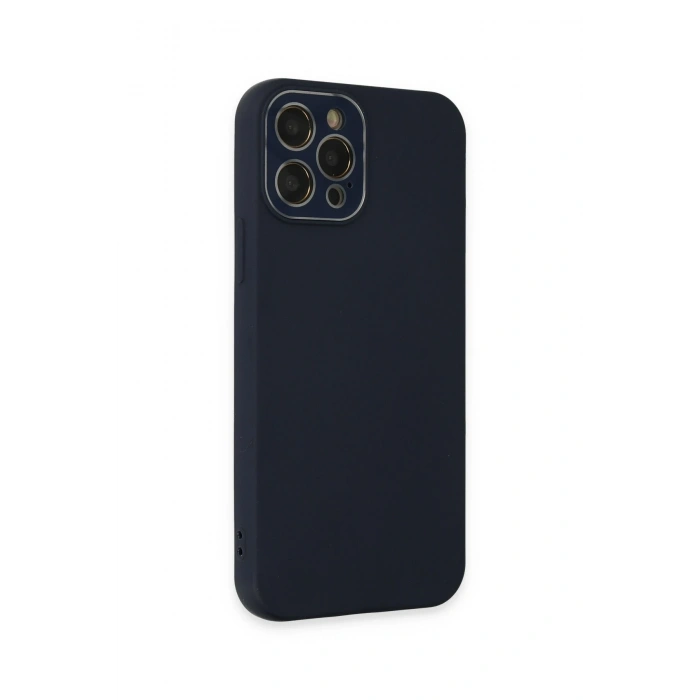 Mey İthalat®   iPhone 12 Pro Max Kılıf Lansman Glass Kapak - Lacivert