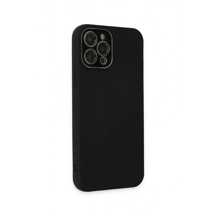 Mey İthalat®   iPhone 12 Pro Max Kılıf Lansman Glass Kapak - Siyah