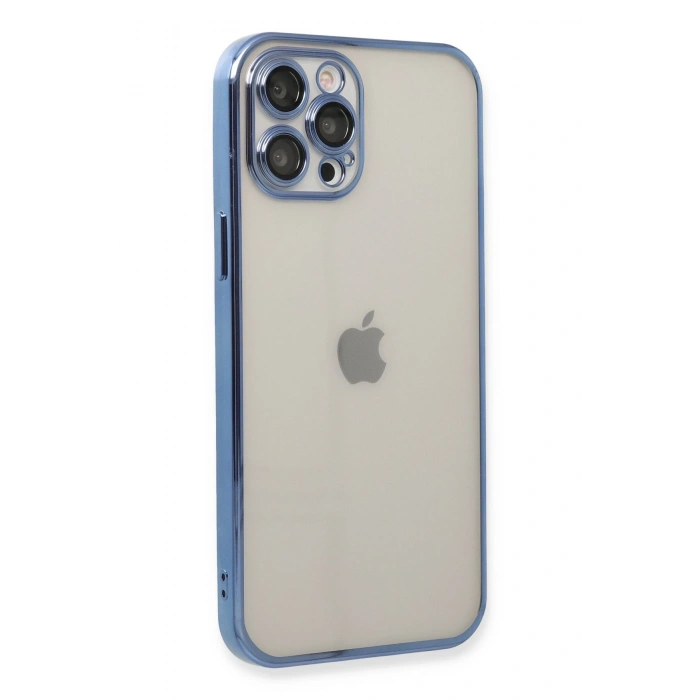 Mey İthalat®   iPhone 12 Pro Max Kılıf  Lensli Silikon - Açık Mavi