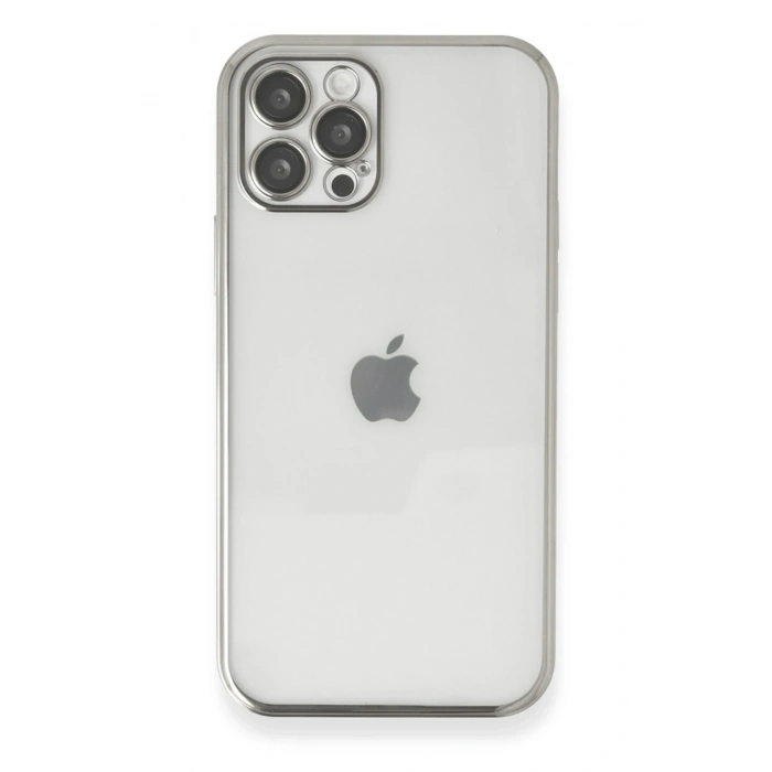Mey İthalat®   iPhone 12 Pro Max Kılıf  Lensli Silikon - Gümüş