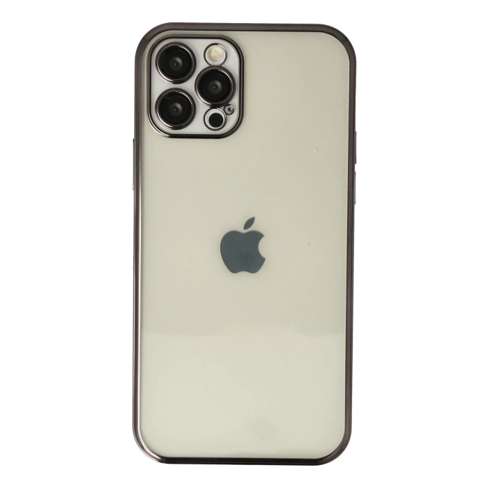 Mey İthalat®   iPhone 12 Pro Max Kılıf  Lensli Silikon - Siyah