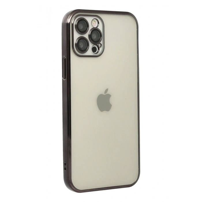 Mey İthalat®   iPhone 12 Pro Max Kılıf  Lensli Silikon - Siyah