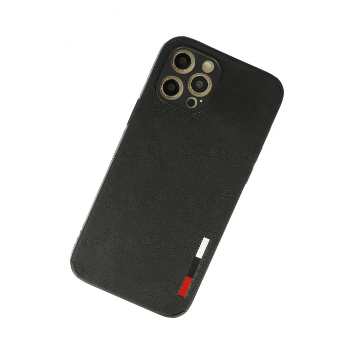 Mey İthalat®   iPhone 12 Pro Max Kılıf Loop Deri Silikon - Siyah