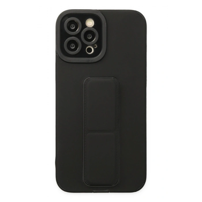 Mey İthalat®   iPhone 12 Pro Max Kılıf Mega Standlı Silikon - Siyah