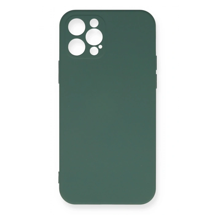 Mey İthalat®   iPhone 12 Pro Max Kılıf Nano içi Kadife Silikon - Koyu Yeşil