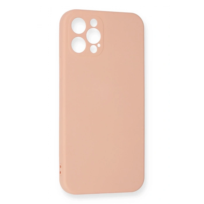 Mey İthalat®   iPhone 12 Pro Max Kılıf Nano içi Kadife Silikon - Pudra