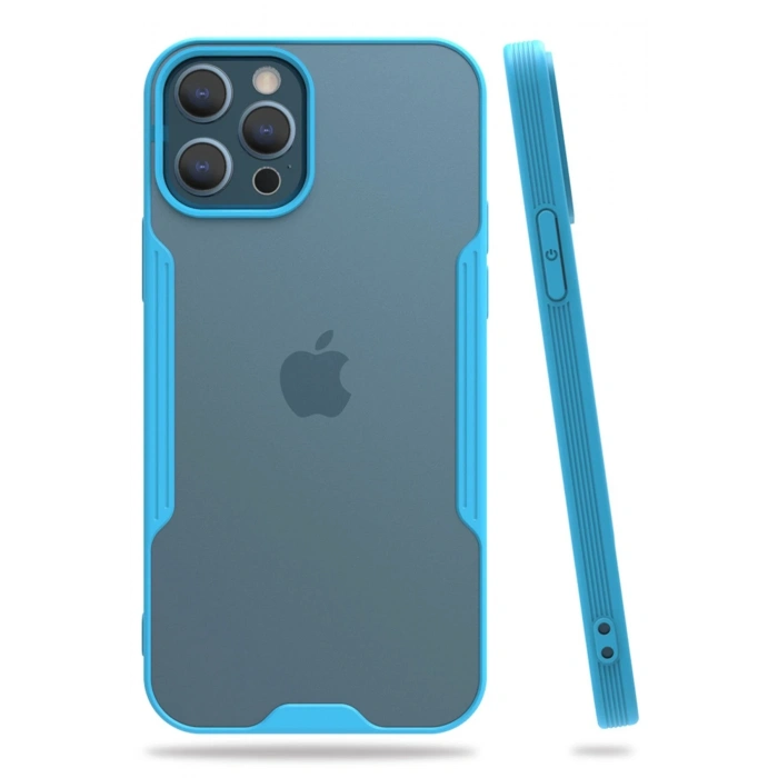 Mey İthalat®   iPhone 12 Pro Max Kılıf Platin Silikon - Mavi