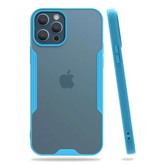 Mey İthalat®   iPhone 12 Pro Max Kılıf Platin Silikon - Mavi