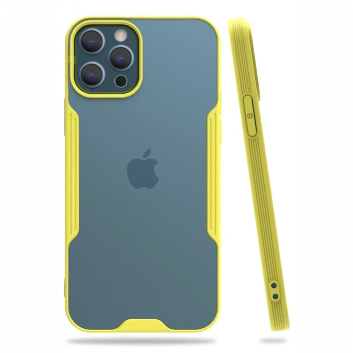Mey İthalat®   iPhone 12 Pro Max Kılıf Platin Silikon - Sarı