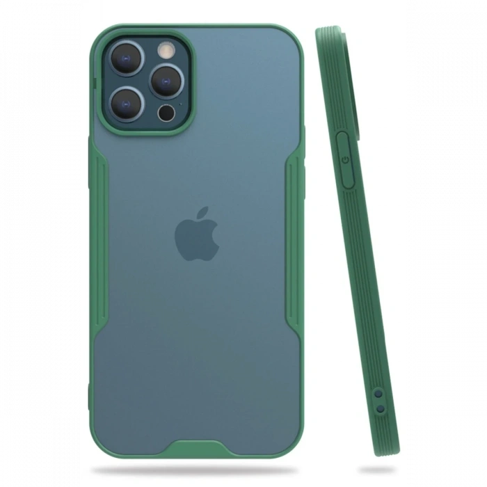 Mey İthalat®   iPhone 12 Pro Max Kılıf Platin Silikon - Yeşil