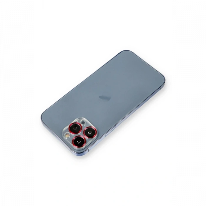 Mey İthalat®   iPhone 12 Pro Max Metal Kamera Lens Koruma Cam - Kırmızı
