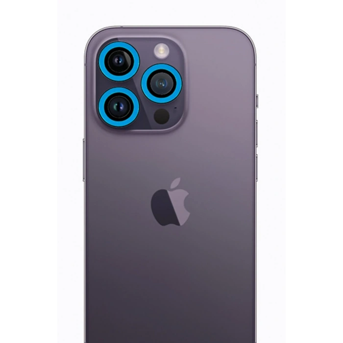 Mey İthalat®   iPhone 12 Pro Max Neon Fosforlu Kamera Lens - Mavi