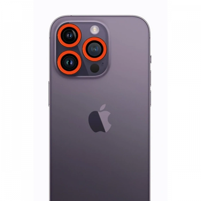 Mey İthalat®   iPhone 12 Pro Max Neon Fosforlu Kamera Lens - Turuncu