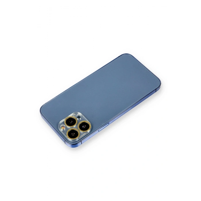 Mey İthalat®   iPhone 12 Pro Max Shine Kamera Lens Koruma Cam - Gold