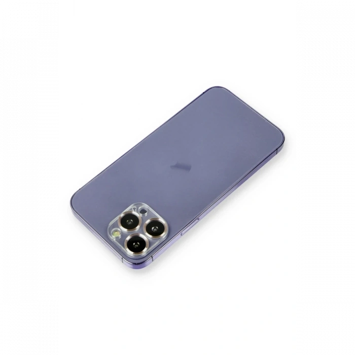 Mey İthalat®   iPhone 12 Pro Metal Kamera Lens Koruma Cam - Gold