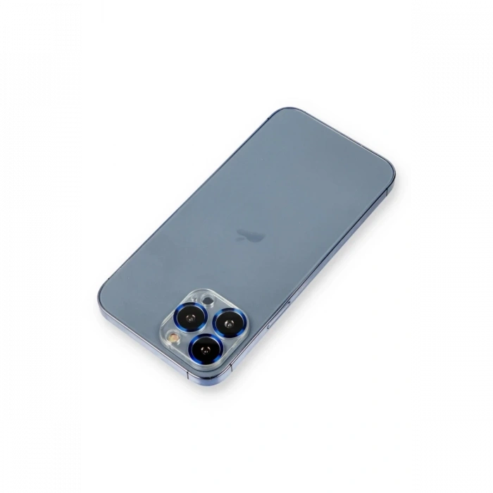 Mey İthalat®   iPhone 12 Pro Metal Kamera Lens Koruma Cam - Mavi