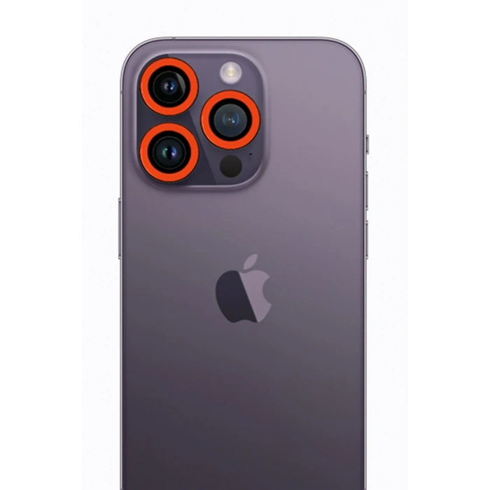 Mey İthalat®   iPhone 12 Pro Neon Fosforlu Kamera Lens - Turuncu