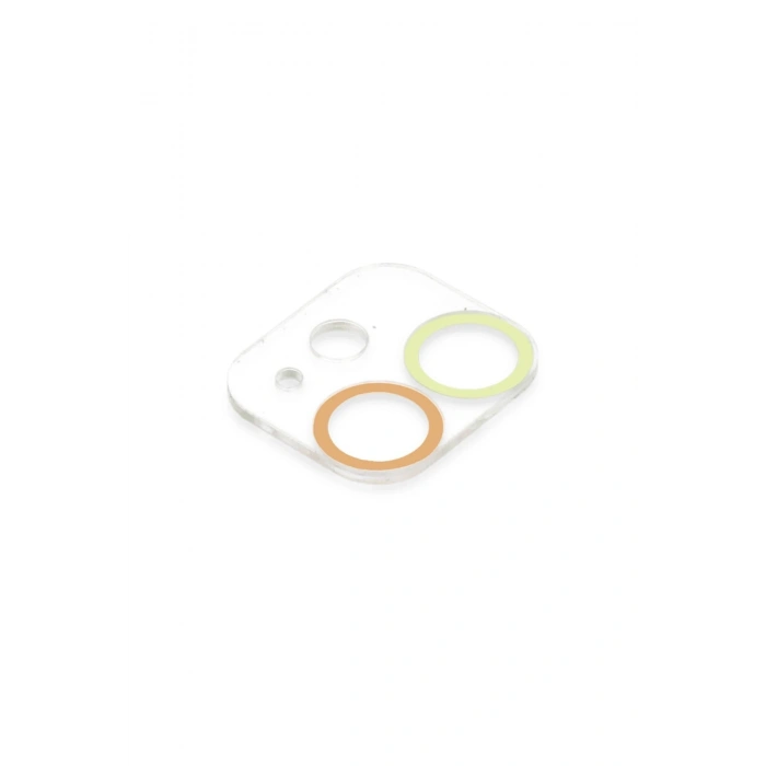 Mey İthalat®   iPhone 12 Renkli Kamera Lens Koruma Cam - Sarı-Turuncu