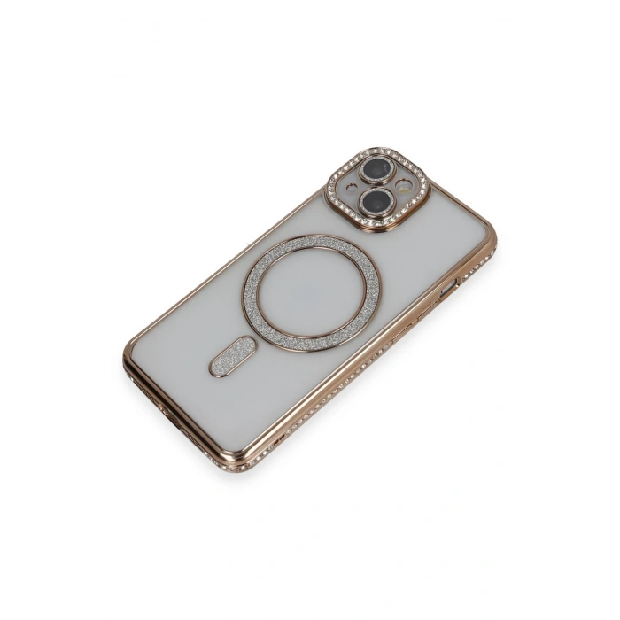 Mey İthalat®   iPhone 13 Kılıf Joke Simli Magneticsafe Kılıf - Gold