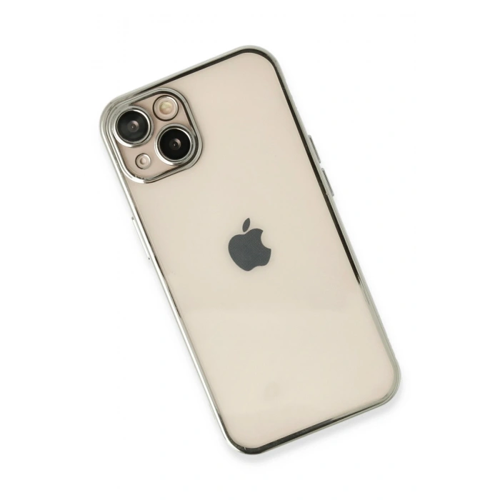 Mey İthalat®   iPhone 13 Kılıf  Lensli Silikon - Gümüş