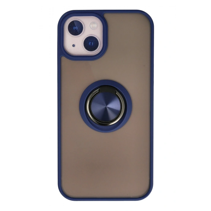 Mey İthalat®   iPhone 13 Kılıf Montreal Yüzüklü Silikon Kapak - Lacivert